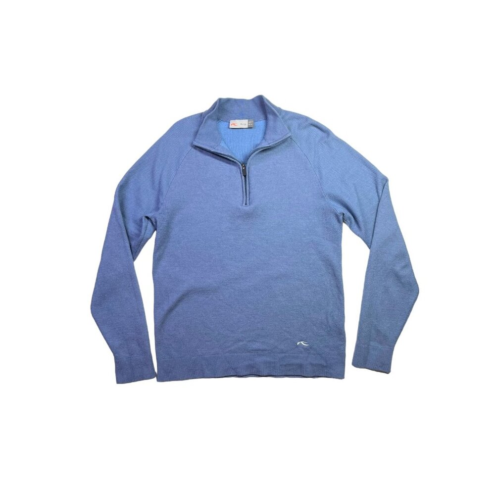 KJUS Men's 50/M Blue 1/4 Zip Knit Pullover Sweater